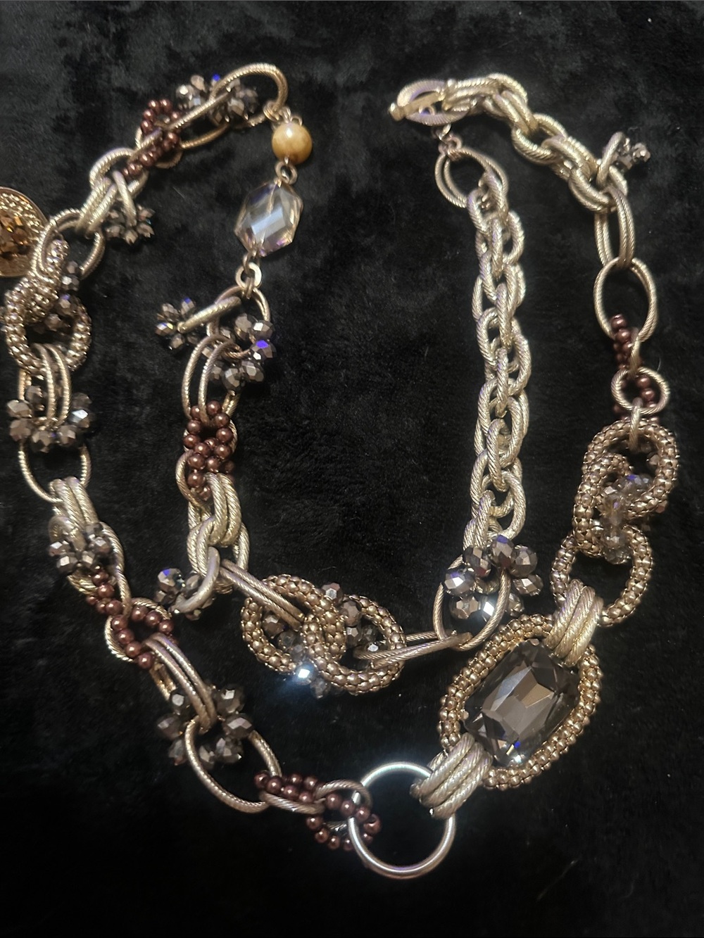 SILVER Tone Multi-Links Pendant NECKLACE - Elegant Accents UNIQUE STATEMENT 19”